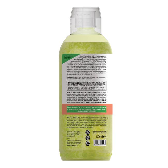 NUTRI-ALOE JUS goût pêche blanche Bouteille 1L - vue arrière