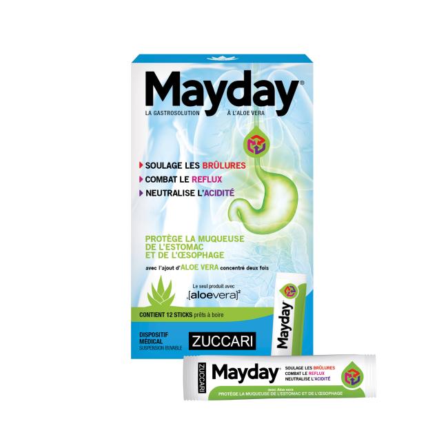 MAYDAY ACIDITE REFLUX Solution buvable 12Sticks/10ml -- face avant