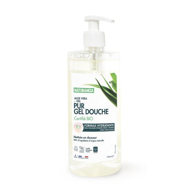 PUR GEL DOUCHE ALOE BIO Flacon pompe 750ml -- face avant